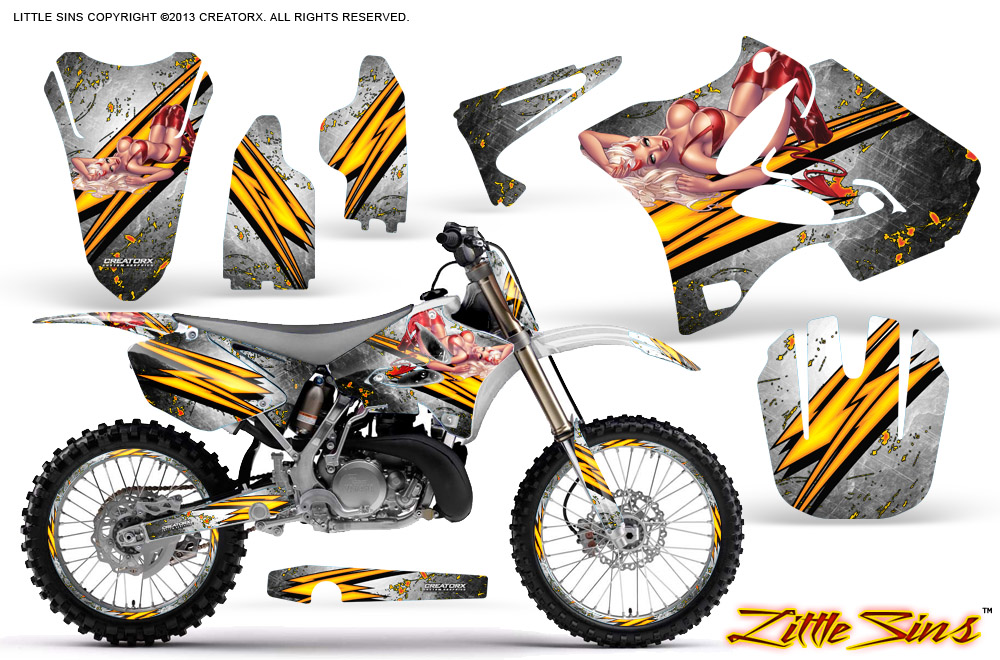 Yamaha YZ125-YZ250 02-12 Graphics Kit Little Sins White NP Rims